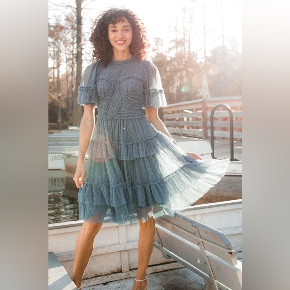 Slate Blue Short Whimsical Dress